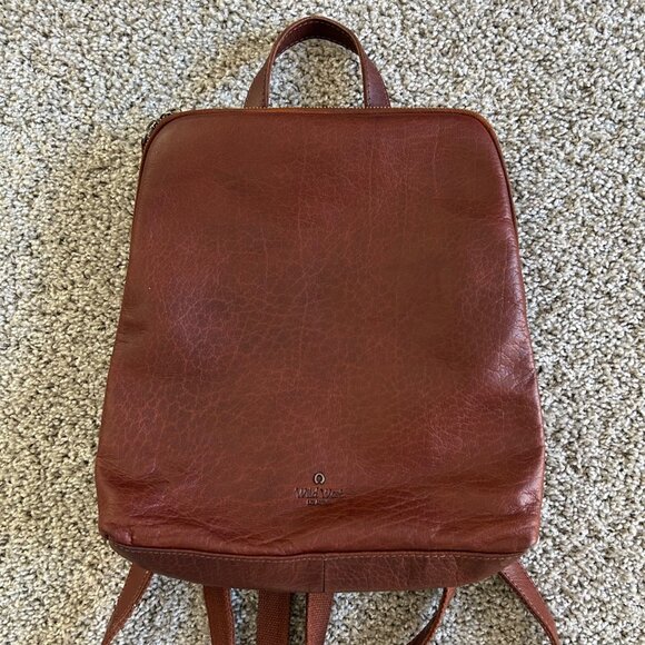 Wild West Los Angeles Leather Backpack Adjustable Straps & Plaid Interior Brown - Picture 3 of 13